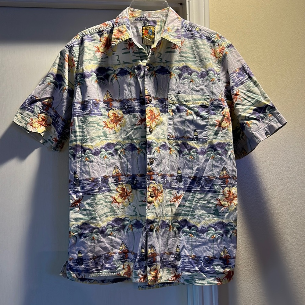 Bruno Boys Hawaiian Tropical Resort Cotton Short Sleeve Button Down Shirt